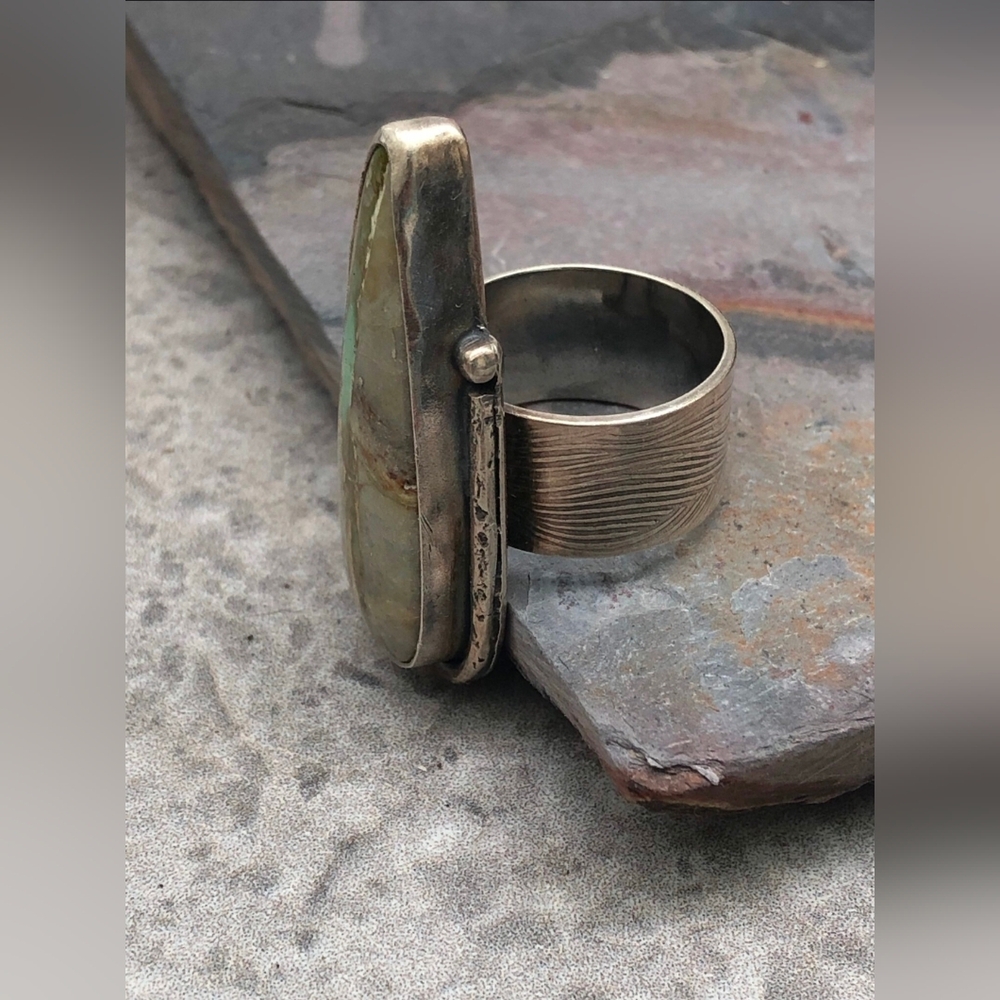 Talon Ring Royston Ribbon Turquoise 925 Silver Handcrafted by PersimmonPearl 17g - Picture 3 of 6